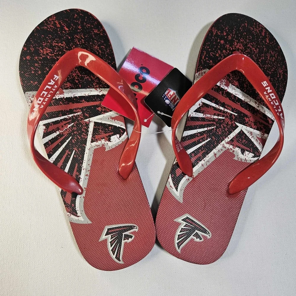 Atlanta Falcons NFL Flip Flops FOCO Mens Medium‎ Officially Licensed team Gear